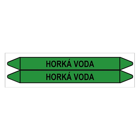 Značení potrubí, horká voda,2 ks, 450 × 52 mm